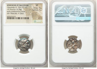 MACEDONIAN KINGDOM. Alexander III the Great (336-323 BC). AR drachm (17mm, 4.28 gm, 11h). NGC XF 5/5 - 5/5. Early posthumous issue of Lampsacus, ca. 3...