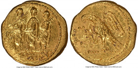 SCYTHIA. Geto-Dacians. Coson (ca. after 54 BC). AV stater (18mm, 8.54 gm, 12h). NGC MS 4/5 - 3/5, edge bend. Ca. 44-42 BC. Roman consul (L. Junius Bru...