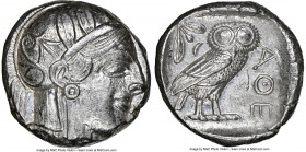 ATTICA. Athens. Ca. 440-404 BC. AR tetradrachm (23mm, 17.19 gm, 4h). NGC Choice AU 5/5 - 4/5. Mid-mass coinage issue. Head of Athena right, wearing ea...
