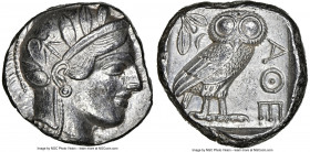 ATTICA. Athens. Ca. 440-404 BC. AR tetradrachm (24mm, 17.20 gm, 10h). NGC Choice AU 5/5 - 4/5. Mid-mass coinage issue. Head of Athena right, wearing e...