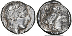 ATTICA. Athens. Ca. 440-404 BC. AR tetradrachm (24mm, 17.13 gm, 10h). NGC Choice AU 5/5 - 3/5. Mid-mass coinage issue. Head of Athena right, wearing e...