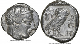 ATTICA. Athens. Ca. 440-404 BC. AR tetradrachm (24mm, 17.17 gm, 10h). NGC XF 4/5 - 4/5. Mid-mass coinage issue. Head of Athena right, wearing earring,...