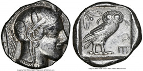ATTICA. Athens. Ca. 440-404 BC. AR tetradrachm (25mm, 17.15 gm, 8h). NGC Choice VF 3/5 - 4/5. Mid-mass coinage issue. Head of Athena right, wearing ea...