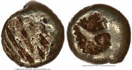 IONIA. Uncertain mint. Ca. 650-600 BC. EL 1/24 stater or myshemihecte (6mm, 0.61 gm). NGC Choice VF 5/5 - 4/5. Striated surface decorated with quasi-g...