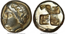 IONIA. Phocaea. Ca. 387-326 BC. EL hecte (10mm, 2.53 gm). NGC XF 5/5 - 3/5. Horned head of young Pan left, wearing ivy wreath / Quadripartite incuse s...