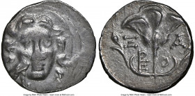 CARIA. Mylasa. Ca. 175-130 BC. AR drachm (15mm, 12h). NGC Choice VF. Ca. 175-150 BC. Head of Helios facing; eagle standing right at cheek to left / Ξ-...