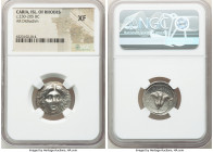 CARIAN ISLANDS. Rhodes. Ca. 230-205 BC. AR didrachm (19mm, 1h). NGC XF. Ca. 225-205 BC, Eucrates, magistrate. Radiate head of Helios facing, turned sl...
