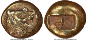 LYDIAN KINGDOM. Alyattes or Walwet (ca. 610-546 BC). EL third-stater (12mm, 4.76 gm). NGC XF 4/5 - 3/5, light scuffs. Uninscribed, Lydo-Milesian stand...