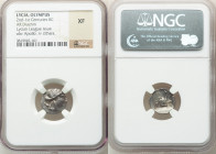 LYCIAN LEAGUE. Olympus. Ca. 167-81 BC. AR drachm (14mm, 11h). NGC XF. Series 2. Laureate bust of Apollo right, hair falling in two ringlets; bow and q...
