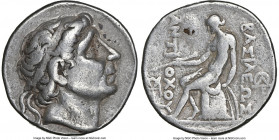 SELEUCID KINGDOM. Antiochus I (281-261 BC). AR/AE fourree tetradrachm (27mm, 8h). NGC Choice Fine, core visible. Ancient forgery of Seleucia on the Ti...
