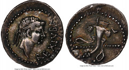 MAURETANIAN KINGDOM. Juba II (25 BC-AD 23/24). AR denarius (19mm, 3.05 gm, 11h). NGC Choice VF 5/5 - 5/5. Caesarea. REX IVBA, diademed head of Juba II...