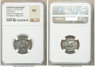 PARTHIAN KINGDOM. Pacorus I (ca. AD 78-120). AR drachm (20mm, 12h). NGC MS. Ecbatana. Bust of Pacorus left with long pointed beard, wearing double ban...