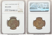 Newfoundland. Victoria Cent 1865 MS64 Brown NGC, London mint, KM1. Chocolate brown, cyan and lemon toning. 

HID09801242017

© 2022 Heritage Aucti...