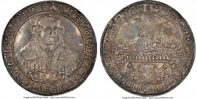 Mansfeld-Eisleben. Johann Georg III Medallic "Centenary of the Naumburg Convention" 1/2 Taler 1661-Dated AU Details (Mount Removed, Tooled) NGC, Whiti...