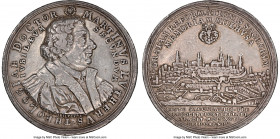 Mühlhausen. Free City silver "200th Anniversary of the Reformation" Medal 1717-Dated XF Details (Tooled) NGC, Whiting-211. 43mm. By Christian Wermuth....