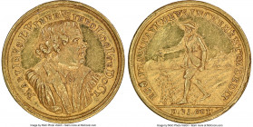 Nürnberg. Free City gold Medallic "200th Anniversary of the Reformation" Ducat 1717-Dated UNC Details (Reverse Scratched) NGC, Whiting-228, Fr-1902a. ...