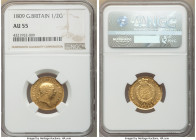 George III gold 1/2 Guinea 1809 AU55 NGC, KM651, S-3737. Nearly mint in appearance with Semi-Prooflike fields. From the "For My Daughters" Collection ...