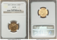 Victoria gold 1/2 Sovereign 1869 AU50 NGC, KM735.2, S-3860. Die # 11. AGW 0.1177 oz. From the "For My Daughters" Collection 

HID09801242017

© 20...