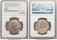 George VI silver "Coronation" Medal 1937 MS65 NGC, BHM-4314. 32mm. Neon lagoon blue and gold peripheral toning with gray and lilac centers. 

HID098...