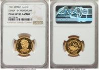 Republic gold Proof 100 Dollars 1997 PR69 Ultra Cameo NGC, KM473. Princess Diana in Memoriam. 

HID09801242017

© 2022 Heritage Auctions | All Rig...