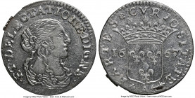 Monaco. temp. Louis I Grimaldi Luigino (1/12 Ecu or 5 Sols) 1667-A MS61 NGC, Paris mint, KM-Unl., Gad-MC74, Cammarano-275b. Imitating the Luigini of A...