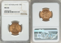 Wilhelmina gold 10 Gulden 1917 MS66 NGC, Utrecht mint, KM149. 

HID09801242017

© 2022 Heritage Auctions | All Rights Reserved