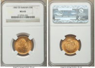 Oscar II gold 20 Kronor 1886-EB MS65 NGC, KM748. AGW 0.2593 oz. Pervasive underlying mint bloom. From the "For My Daughters" Collection 

HID0980124...