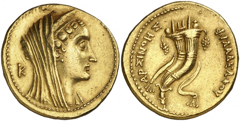Arsinoe II (285-246 a.C.). Octodracma. (S. 7768) (BMC. VI, 10). 27,74 g. Bella. ...