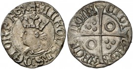 Alfons IV (1416-1458). Barcelona. Croat. (Cru.V.S. 820) (Badia 501 var) (Cru.C.G. 2865). 3,18 g. Muy bella. Ex Áureo & Calicó Selección 2014, nº 58. R...