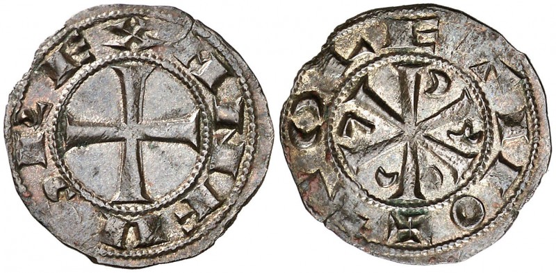 Alfonso VI (1073-1109). Toledo. Dinero. (AB. 5). 1,05 g. Bella. Escasa así. EBC+...