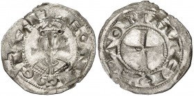 Alfonso VII (1126-1157). León. Dinero. (AB. 75). 0,84 g. Bella. Brillo original. Rara y más así. EBC-.