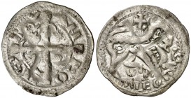 Alfonso IX (1188-1230). Marca creciente. Dinero. (AB. falta) (Mozo A9:5.46) (Orol 30). 0,82 g. Rara así. EBC-.