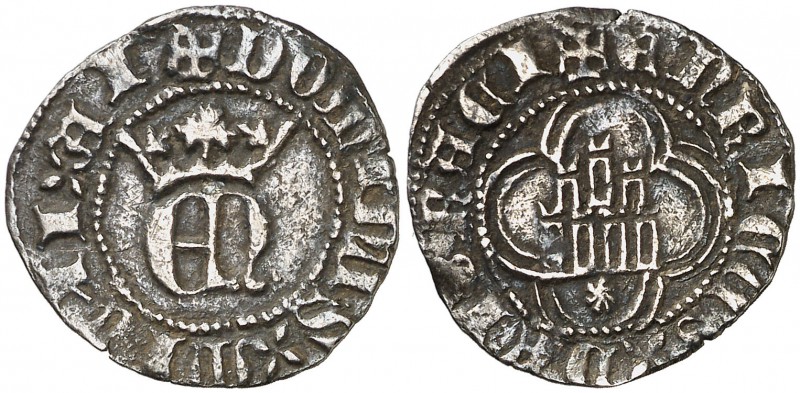 Enrique II (1368-1379). Santiago de Compostela. Medio real. (AB. falta). 1,39 g....