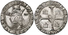 Fernando I de Portugal, Pretendiente (1367-1383). Coruña. Barbuda (28 dinheiros). (AB. 503) (Gomes 48.05). 4,36 g. Bellísima. Brillo original. Muy rar...