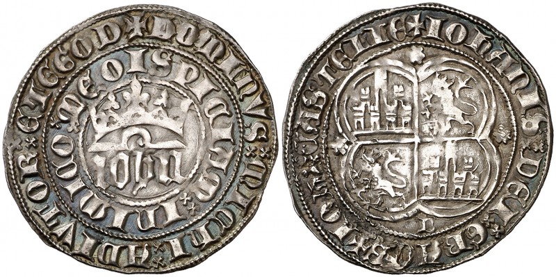 Juan I (1379-1390). Burgos. Real. (AB. 537 var). 3,42 g. Curiosa doble acuñación...