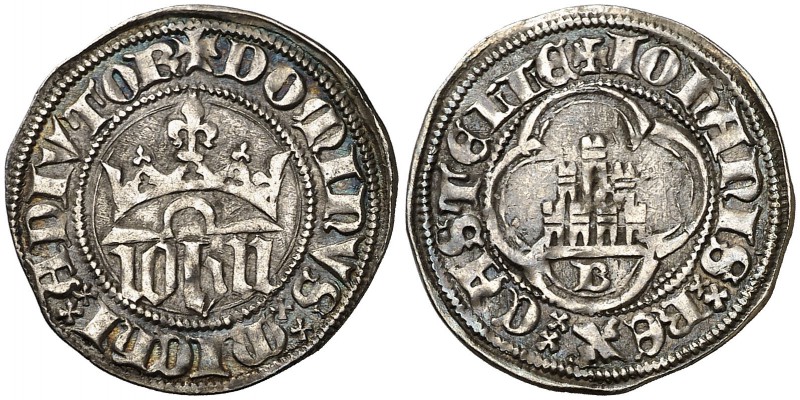 Juan I (1379-1390). Burgos. Medio real. (AB. 540). 1,62 g. Atractiva. EBC-.