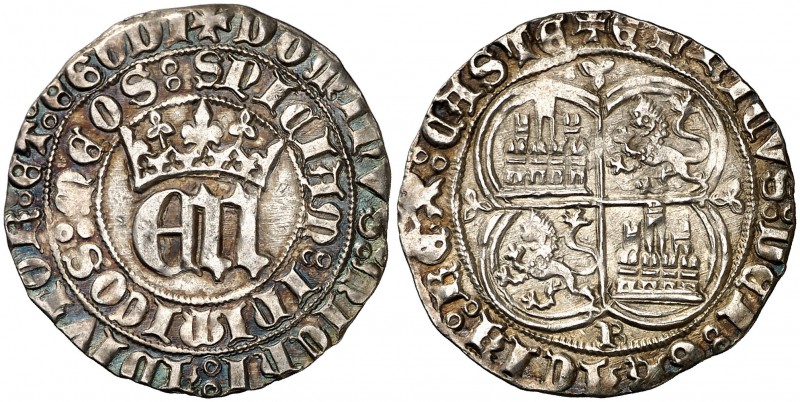 Enrique III (1390-1406). Burgos. Real. (AB. 583). 3,48 g. Bella. Preciosa pátina...