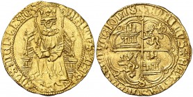 Enrique IV (1454-1474). Sevilla. Enrique "de la silla". (AB. 667.1 var) (M.R. 20.16 var). 4,51 g. Orla cuatrilobular en anverso y octolobular en rever...