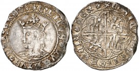 Enrique IV (1454-1474). Toledo. Real de busto. (AB. 694, la reseña como RRR sin precio). 3,31 g. Orla circular en anverso y octolobular en reverso. Le...
