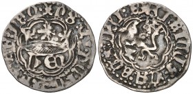 Enrique IV (1454-1474). Cuenca. Cuarto de real. (AB. 736). 0,79 g. Orlas octolobulares. Atractiva. Muy rara. MBC+.