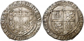 Alfonso V de Portugal, Pretendiente (1465-1468). Marca . Real. (AB. 867) (Gomes 36.03). 3,34 g. Bella. Preciosa pátina. Muy rara y más así. EBC.