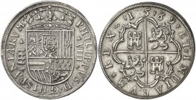1589. Felipe II. Segovia. 8 reales. (Cal. 199). 26,98 g. Acueducto de tres arcos y dos pisos. Atractiva. Rara. EBC-.