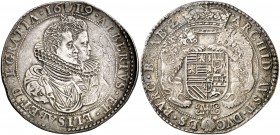1619. Alberto e Isabel. Amberes. 1 ducatón. (Vti. 388) (Vanhoudt 617.AN). 32,30 g. Escasa así. MBC+.