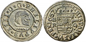 1662. Felipe IV. Burgos. R. 16 maravedís. (Cal. 1248) (J.S. M-2). 4,21 g. Busto grande. Bella. Escasa así. EBC+.