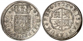 1726. Felipe V. Cuenca. JJ. 1 real. (Cal. 1453). 3 g. Bella. Brillo original. Escasa así. S/C-.