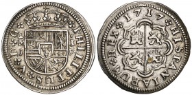 1717. Felipe V. Madrid. J. 1 real. (Cal. 1529). 2,83 g. Buen ejemplar. Escasa. EBC/EBC-.