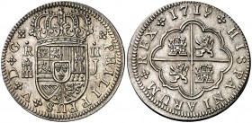 1719. Felipe V. Segovia. J. 2 reales. (Cal. 1395). 6,15 g. Atractiva. EBC.