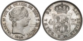 1848. Isabel II. Madrid. DG (Departamento de Grabado). 4 reales. (Cal. 297, mismo ejemplar). 5,30 g. Muy bella. Brillo original. Extraordinariamente r...