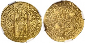 Francia. Carlos V (1364-1380). Franc à pied. (Fr. 284) (D. 360). AU. En cápsula de la NGC como MS63. Muy bella. Rara así. S/C.