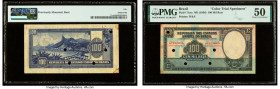 Brazil Thesouro Nacional 100 Mil Reis ND (1936) Pick 71cts Color Trial Specimen. PMG About Uncirculated 50. Previous mounting, rust and five POCs are ...